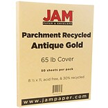 JAM Paper Parchment 65 lb. Cardstock Paper, 8.5 x 11, Antique Gold Yellow, 50 Sheets/Pack (27179)
