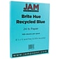 JAM Paper® Smooth Colored Paper, 24 lbs., 8.5" x 11", Blue Recycled, 100 Sheets/Pack (101592)