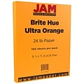 JAM Paper® Smooth Colored Paper, 24 lbs., 8.5 x 11, Ultra Orange, 100 Sheets/Pack (102558)