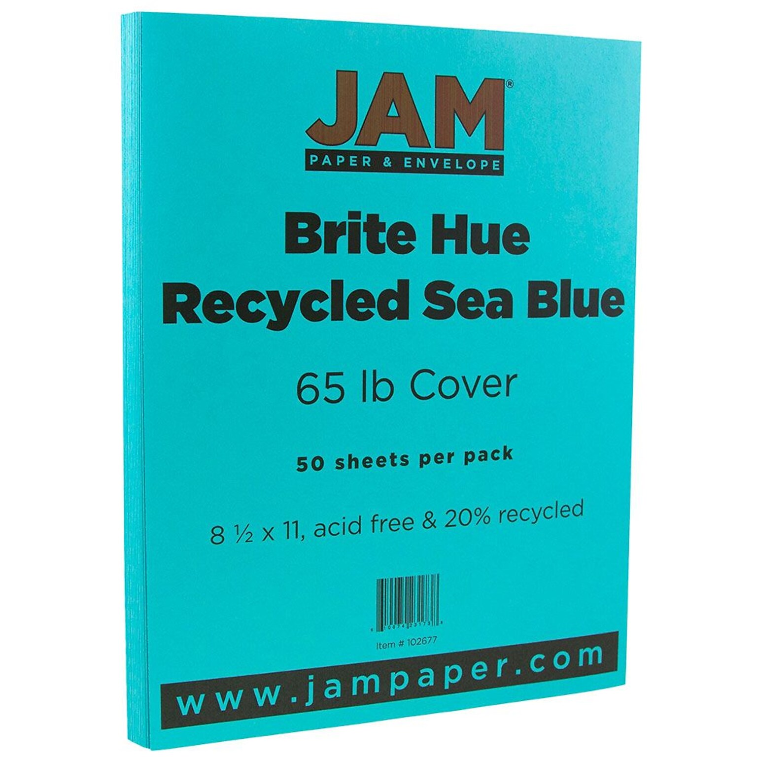 JAM Paper 65 lb. Cardstock Paper, 8.5 x 11, Sea Blue, 50 Sheets/Pack (102677)