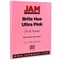 JAM Paper® Smooth Colored Paper, 24 lbs., 8.5" x 11", Ultra Pink, 100 Sheets/Pack (103564)