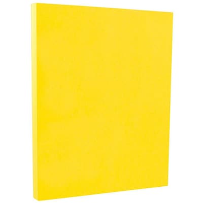 JAM Paper Smooth Colored  8.5" x 11" Paper, 24 lbs., Yellow Recycled, 100 Sheets/Pack (103945)