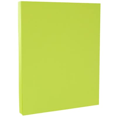 JAM Paper 8.5 x 11 Smooth Colored Paper, 24 lbs., Wasabi, 100 Sheets/Pack (104034)