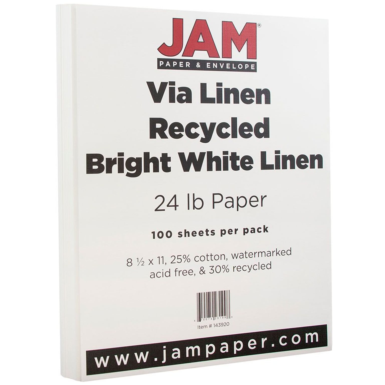 JAM Paper® Strathmore Paper - 8.5 x 11 - 24lb Bright White Linen - 100/pack