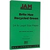 JAM Paper® Smooth Colored Paper, 24 lbs., 8.5 x 14, Green Recycled, 100 Sheets/Pack (151053)