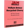 JAM Paper Vellum Bristol 67 lb. Cardstock Paper, 8.5 x 11, Cherry Red, 50 Sheets/Pack (169823)