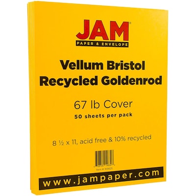 JAM Paper Vellum Bristol 67 lb. Cardstock Paper, 8.5 x 11, Goldenrod, 50 Sheets/Pack (169825)
