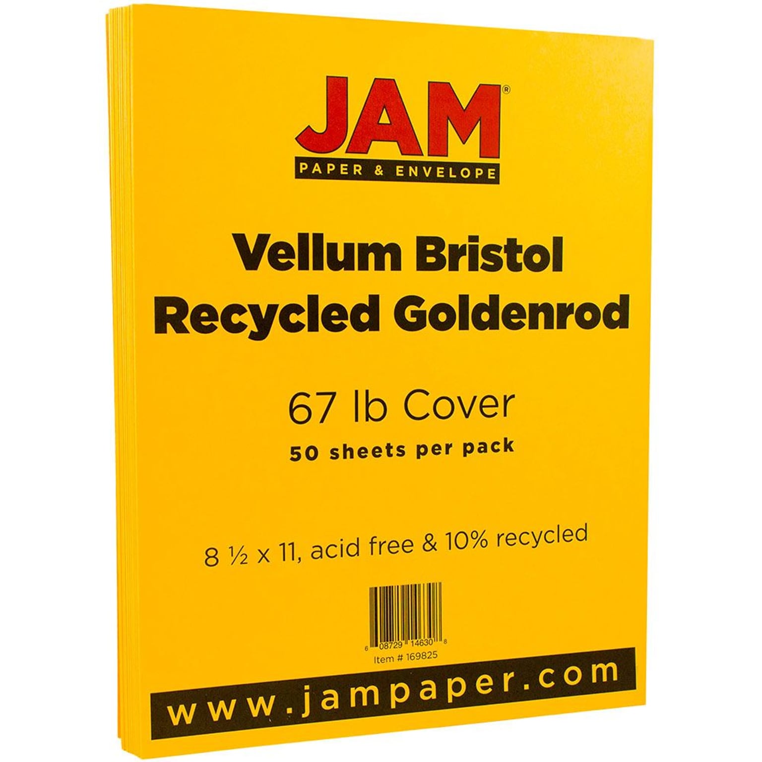 JAM Paper Vellum Bristol 67 lb. Cardstock Paper, 8.5 x 11, Goldenrod, 50 Sheets/Pack (169825)