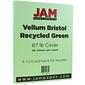 JAM Paper Vellum Bristol 67 lb. Cardstock Paper, 8.5 x 11, Green, 50 Sheets/Pack (169826)