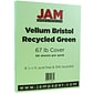 JAM Paper® Vellum Bristol 67lb Colored Cardstock, 8.5 x 11 Coverstock, Green, 50 Sheets/Pack (169826