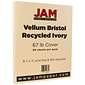 JAM Paper® Vellum Bristol 67lb Colored Cardstock, 8.5 x 11 Coverstock, Ivory, 50 Sheets/Pack (169828