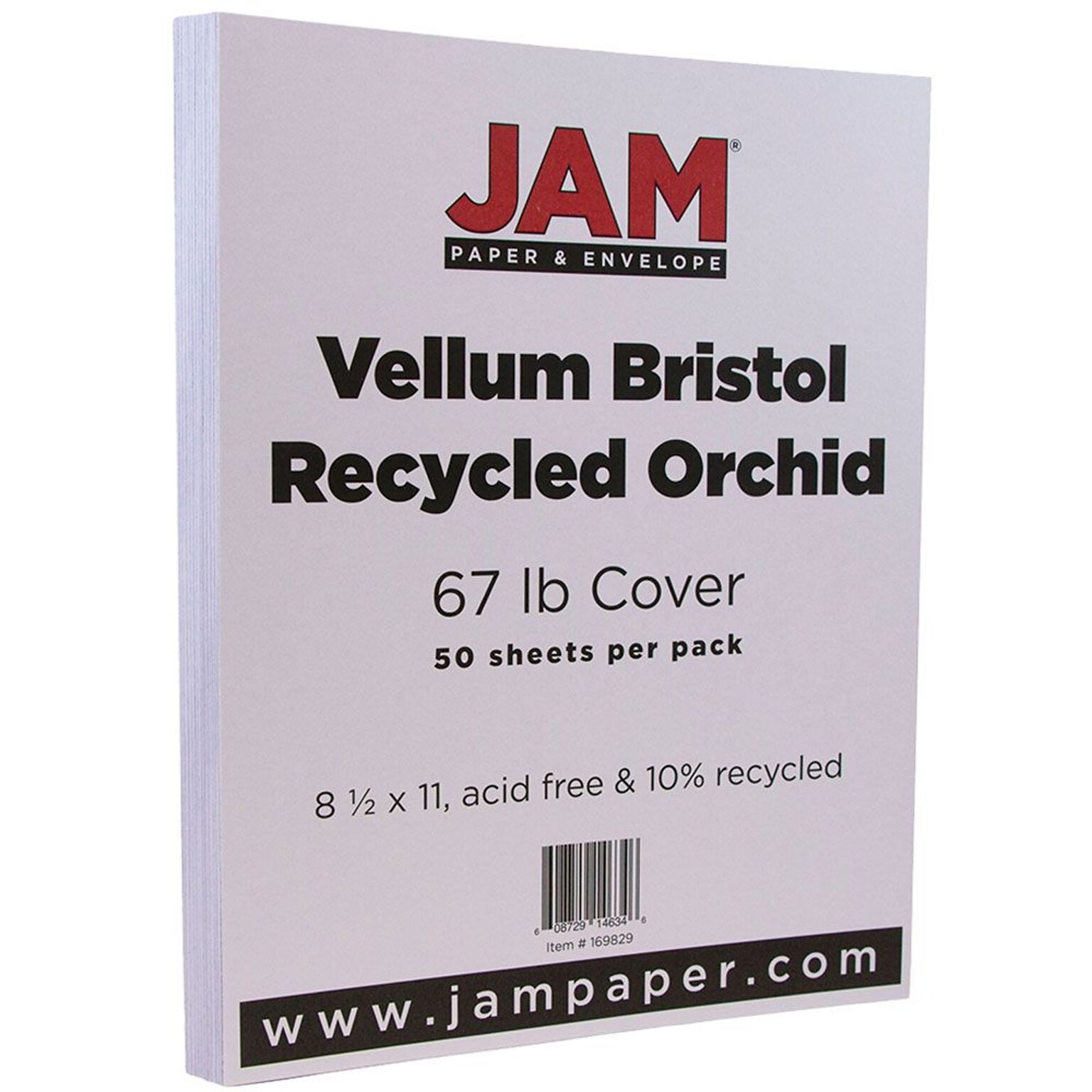 JAM Paper Vellum Bristol 67 lb. Cardstock Paper, 8.5 x 11, Orchid Purple, 50 Sheets/Pack (169829)