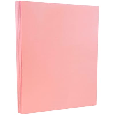 JAM Paper Vellum Bristol 67 lb. Cardstock Paper, 8.5 x 11, Pink, 50 Sheets/Pack (169831)