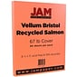 JAM Paper Vellum Bristol 67 lb. Cardstock Paper, 8.5" x 11", Salmon Pink, 50 Sheets/Pack (169832)
