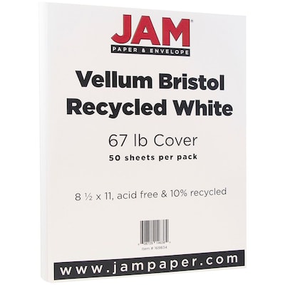 JAM Paper® Vellum Bristol Legal Card Stock, Legal Paper Size, 67 Lb, White,  Pack Of 50 Sheets