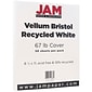 JAM Paper Vellum Bristol 67 lb. Cardstock Paper, 8.5" x 11", White, 50 Sheets/Pack (169834)