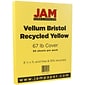 JAM Paper® Vellum Bristol 67lb Colored Cardstock, 8.5 x 11 Coverstock, Yellow, 50 Sheets/Pack (16983
