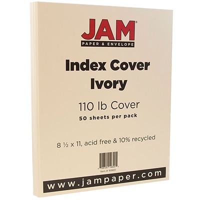 JAM Paper Vellum Bristol 110 lb. Cardstock Paper, 8.5 x 11, Ivory, 50 Sheets/Pack (169851)