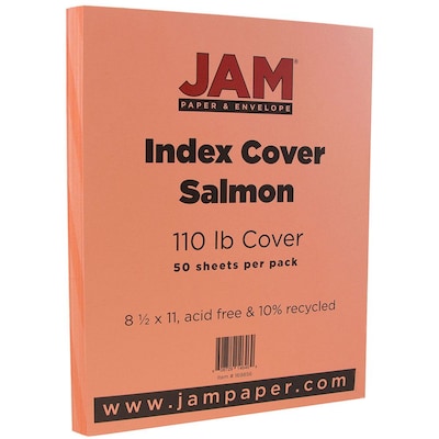 JAM Paper® Vellum Bristol Index Cardstock, 8.5 x 11, 110lb Salmon, 50/pack (169856)