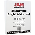 JAM Paper® Strathmore 24lb Paper, 8.5 x 11, Bright White Laid, 100 Sheets/Pack (300420)