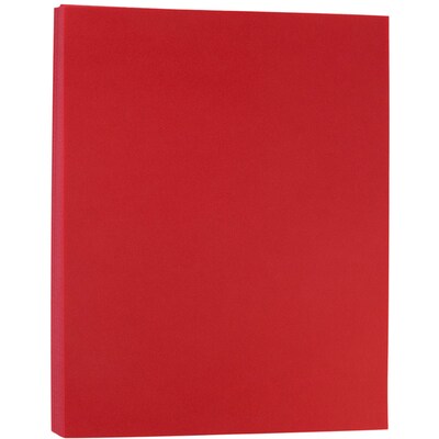 JAM Paper Translucent Vellum Colored Paper, 30 lbs., 8.5" x 11", Primary Red, 100 Sheets/Pack (301773)