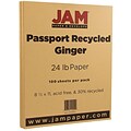 JAM Paper® Recycled 24lb Paper, 8.5 x 11, Passport Ginger Brown, 100 Sheets/Pack (872802)
