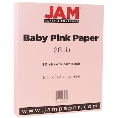 JAM Paper Matte Colored 8.5 x 11 Paper, 28 lbs., Baby Pink, 50 Sheets/Pack (5155793)