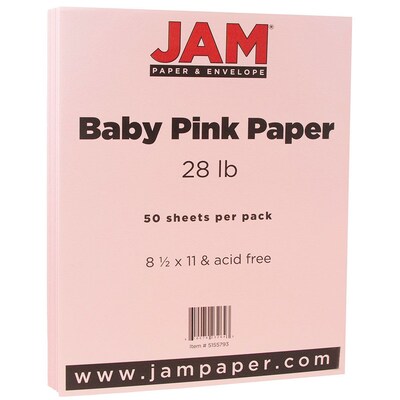 JAM Paper Matte Colored 8.5 x 11 Paper, 28 lbs., Baby Pink, 50 Sheets/Pack (5155793)