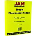 JAM Paper® Neon 43lb Cardstock, 8.5 x 11 Coverstock, Yellow Neon Fluorescent, 50 Sheets/Pack (5733977)