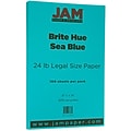 JAM Paper® Smooth Colored Paper, 24 lbs., 8.5 x 14, Sea Blue Recycled, 100 Sheets/Pack (16728245)