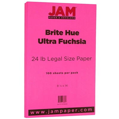 JAM Paper® Smooth Colored Paper, 24 lbs., 8.5 x 14, Ultra Fuchsia Pink, 100 Sheets/Pack (16728246)