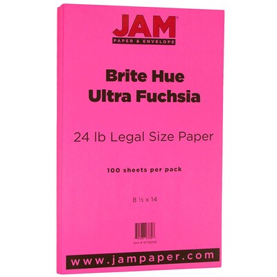 JAM Paper 8.5 x 14 Color Copy Paper, 24 lbs., 8.5 x 14, Ultra Fuchsia Pink, 100 Sheets/Pack (167