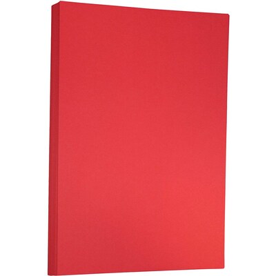 JAM Paper Matte Colored 11" x 17" Copy Paper, 24 lbs., Red Recycled, 100 Sheets/Pack (16728462)