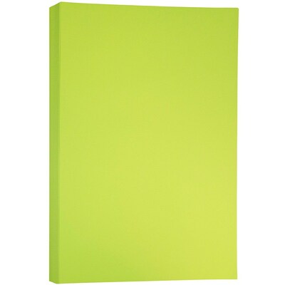 JAM Paper Ledger 65 lb. Cardstock Paper, 11" x 17", Ultra Lime Green, 50 Sheets/Pack (16728486)