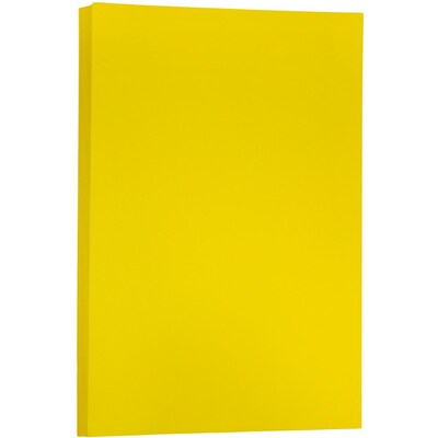 JAM Paper Ledger 65 lb. Cardstock Paper, 11" x 17", Yellow, 50 Sheets/Pack (16728490)