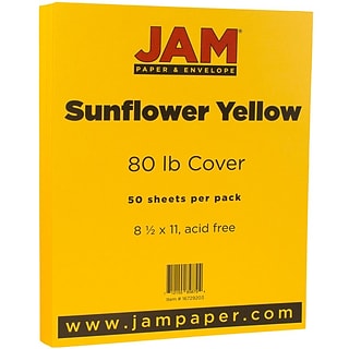 JAM Paper® Matte Cardstock, 8.5 x 11, 80lb Sunflower Yellow, 50/pack  (16729203)