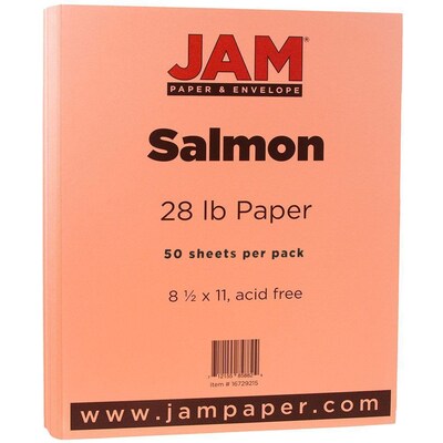 JAM Paper® Matte 28lb Paper, 8.5 x 11, Salmon Pink, 50 Sheets/Pack (16729215)