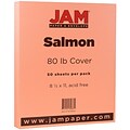 JAM Paper® Matte Cardstock, 8.5 x 11, 80lb Salmon Pink, 50/pack (16729219)