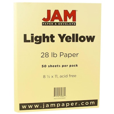 JAM Paper Matte Colored 8.5 x 14 Copy Paper, 28 lbs., Light Yellow, 50 Sheets/Pack (16729231)