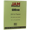 JAM Paper Matte Colored Paper, 28 lbs., 8.5 x 11, Olive Green, 50 Sheets/Pack (16729244)