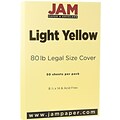 JAM Paper® Matte Legal Cardstock, 8.5 x 14, 80lb Light Yellow, 50/pack (16729341)