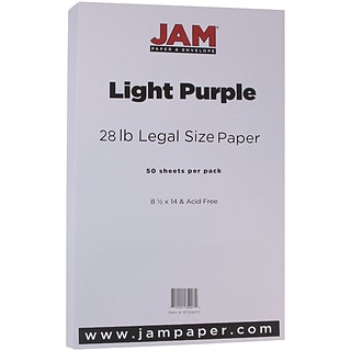 JAM Paper Matte Colored Paper, 28 lbs., 8.5 x 14, Light Purple