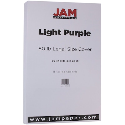 JAM Paper® Matte Legal Cardstock, 8.5 x 14, 80lb Light Purple, 50/pack (16729382)