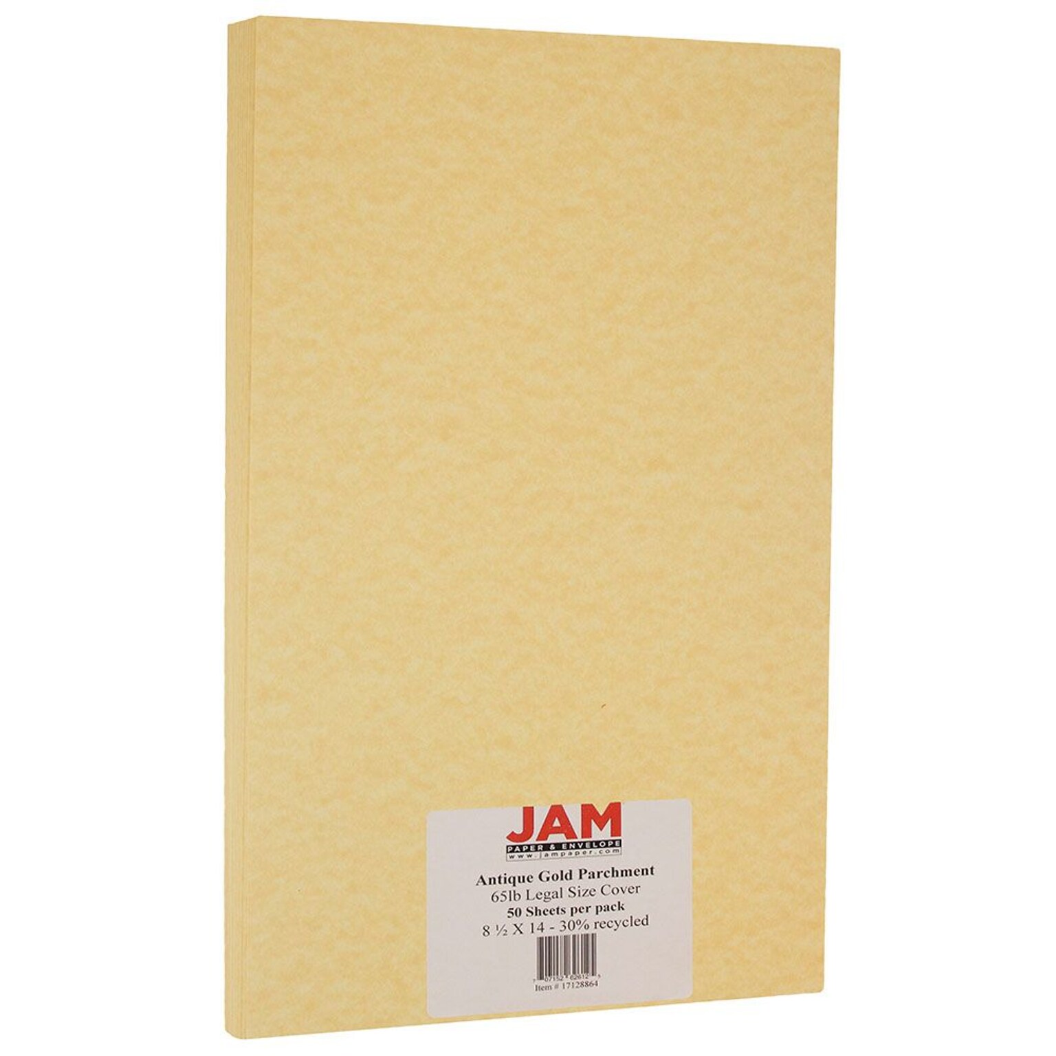 JAM Paper Parchment 65 lb. Cardstock Paper, 8.5 x 14, Antique Gold Yellow, 50 Sheets/Pack (17128864)