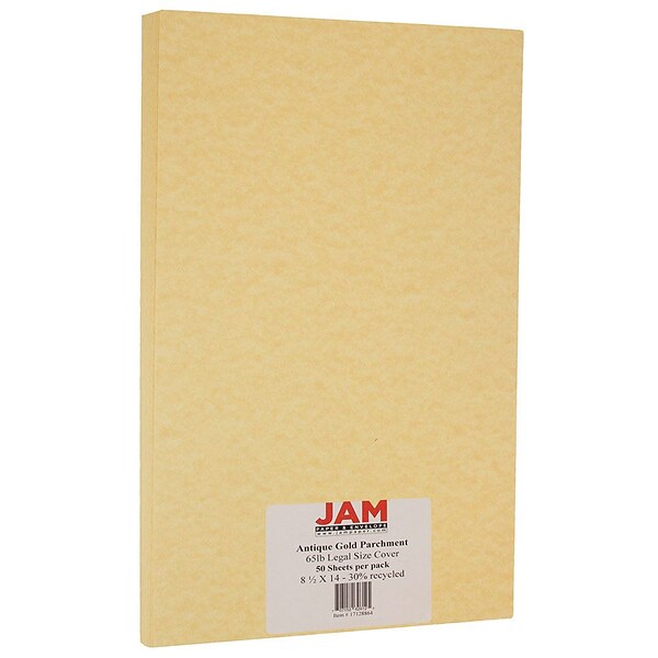 JAM Paper Ivory Cardstock 65 lb. Cardstock Paper 8.5 x 14 Natural  Parchment