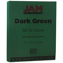 JAM Paper® Matte Cardstock, 8.5 x 11, 80lb Dark Green, 50/pack (64429282)