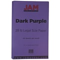 JAM Paper Matte Colored Paper, 28 lbs., 8.5 x 14, Dark Purple, 50 Sheets/Pack (64429561)
