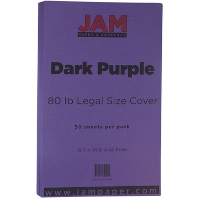 JAM Paper® Matte Legal Cardstock, 8.5 x 14, 80lb Dark Purple, 50/pack (64429566)