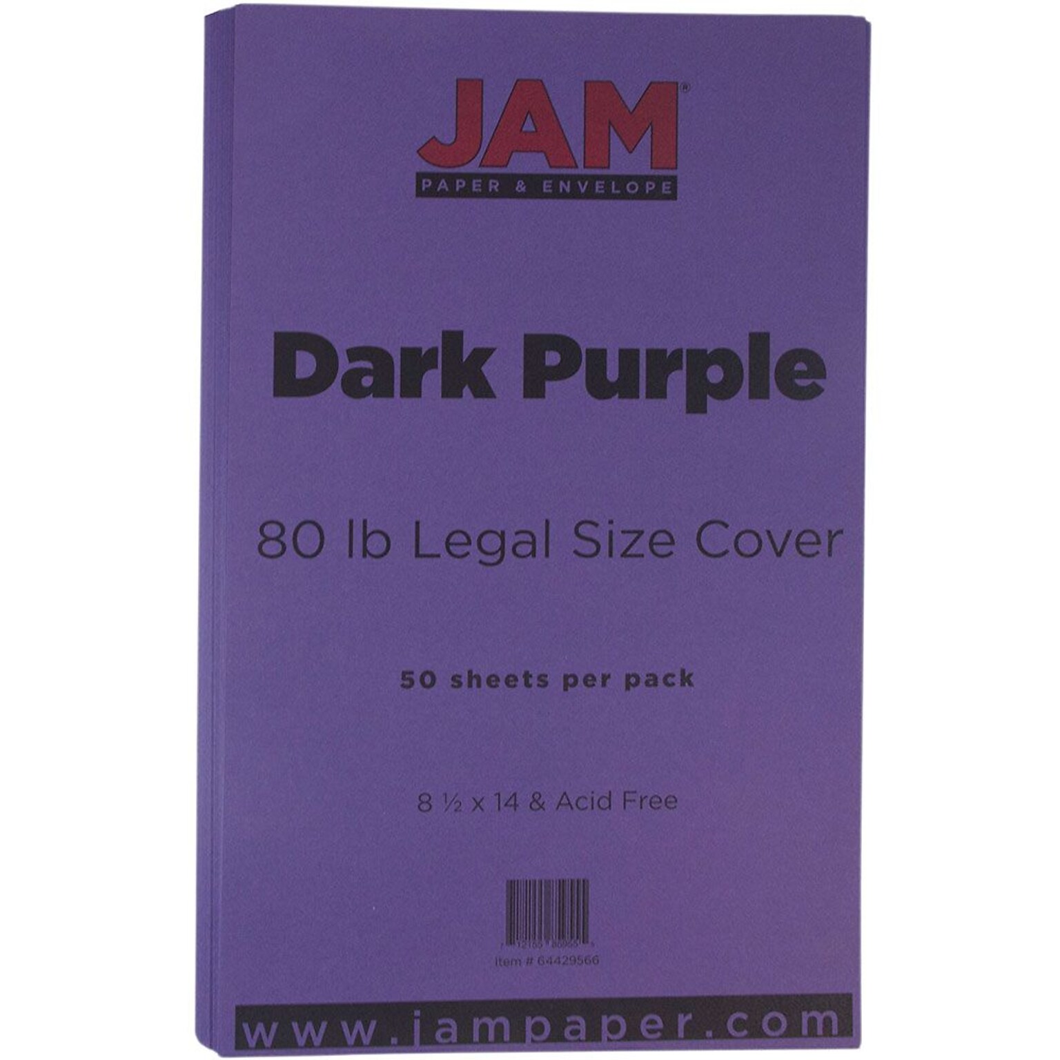 JAM Paper® Matte Legal Cardstock, 8.5 x 14, 80lb Dark Purple, 50/pack (64429566)