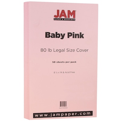 JAM Paper® Matte Legal Cardstock, 8.5 x 14, 80lb Baby Pink, 50/pack (76329459)